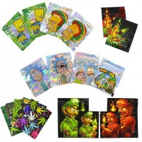 Wholesale Empty 3.5g Hologram Rick and Morty Spon Leaf Package Child-Proof Smell-Proof Zipper Flower Mylar Bags 